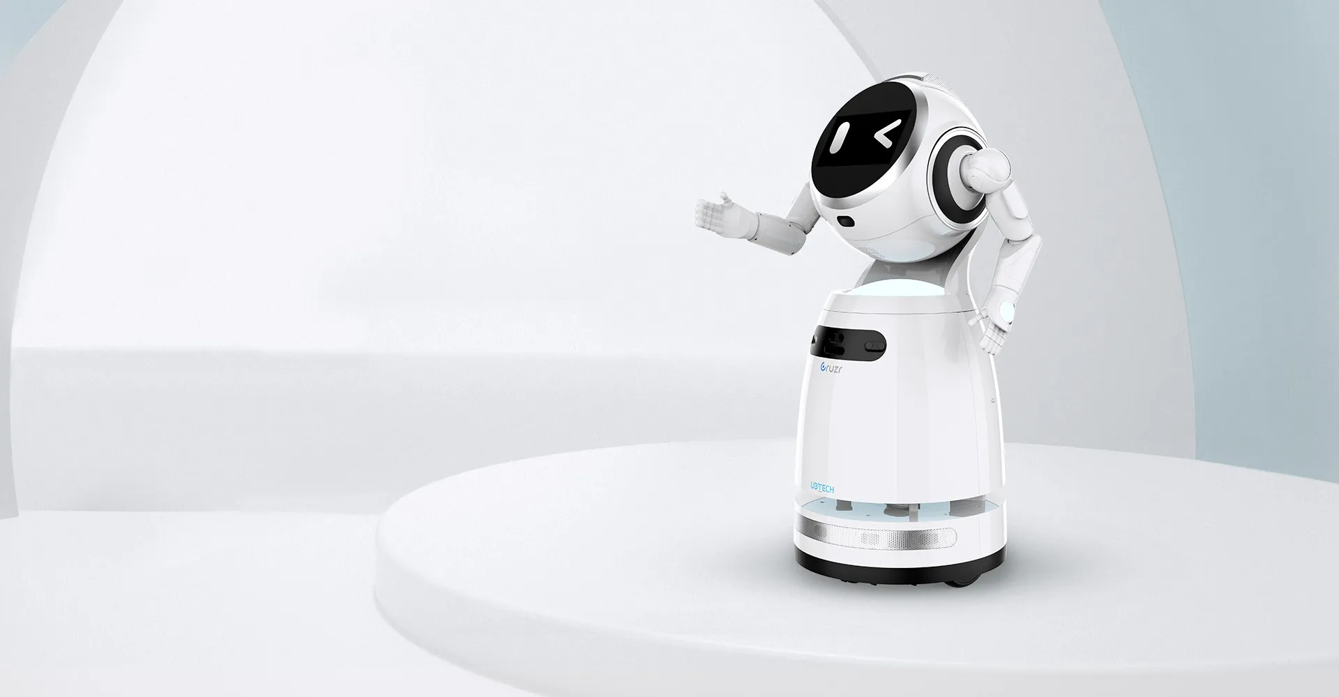 UBTECH Cruzr 1S service robot in a clean studio setting.